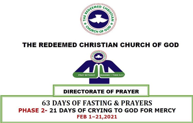 RCCG SECOND SEGMENT OF 63-DAYS FASTING PRAYER GUIDE FOR MERCY